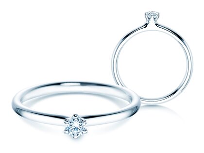 Verlovingsring Classic 6 in 18K witgoud met diamant 0,10ct H/SI