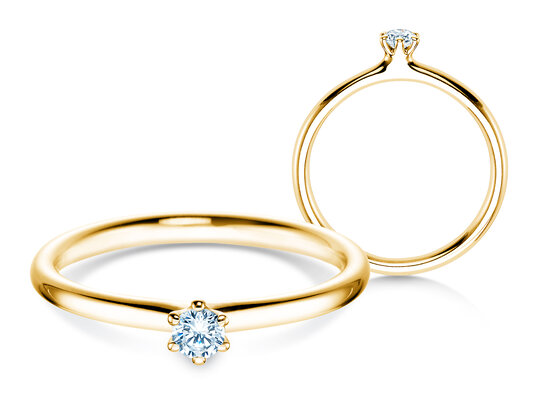 Verlovingsring Classic 6 in 14K geelgoud met diamant 0,10ct H/SI