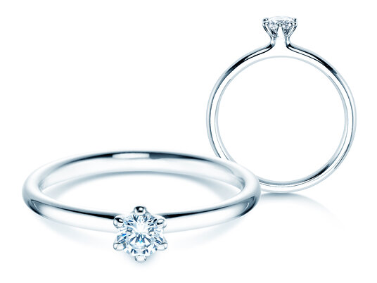 Verlovingsring Classic 6 in 14K witgoud met diamant 0,20ct H/SI