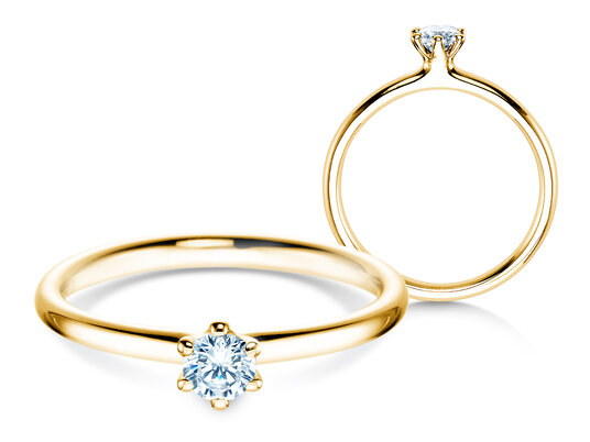 Verlovingsring Classic 6 in 14K geelgoud met diamant 0,20ct H/SI