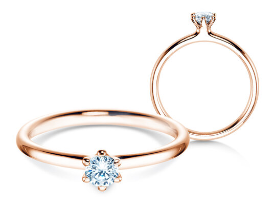 Verlovingsring Classic 6 in 14K roségoud met diamant 0,20ct H/SI