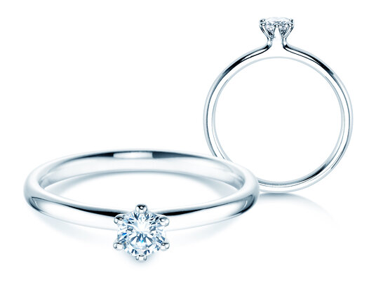 Verlovingsring Classic 6 in 9K witgoud met diamant 0,25ct H/SI