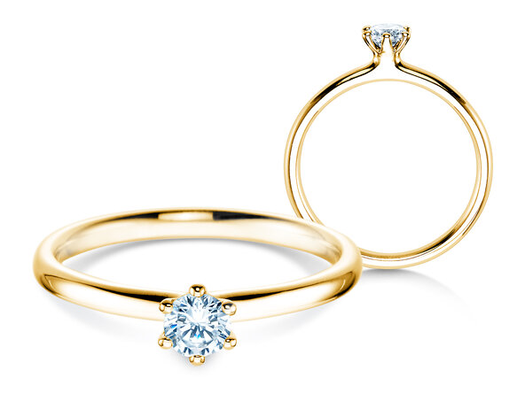 Verlovingsring Classic 6 in 18K geelgoud met diamant 0,25ct D/IF