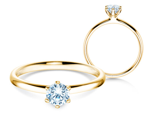 Verlovingsring Classic 6 in 14K geelgoud met diamant 0,40ct G/SI