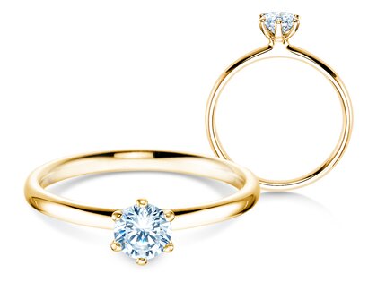 Verlovingsring Classic 6 in 14K geelgoud met diamant 0,40ct H/SI