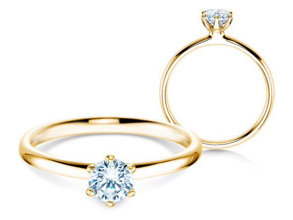 Verlovingsring Classic 6 in 14K geelgoud met diamant 0,40ct H/SI