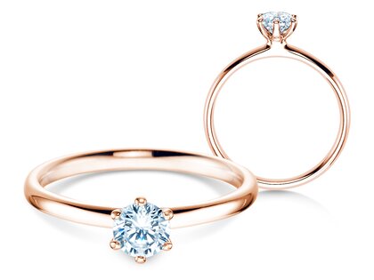Verlovingsring Classic 6 in 18K roségoud met diamant 0,40ct H/SI