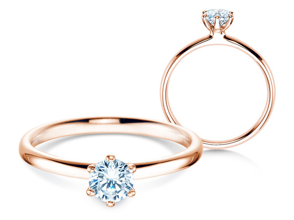Verlovingsring Classic 6 in 18K roségoud met diamant 0,40ct H/SI