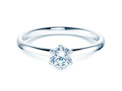 Verlovingsring Classic 6 in 14K witgoud met diamant 0,40ct G/SI