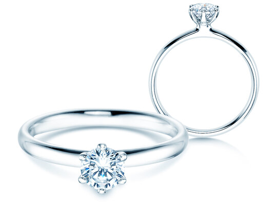 Verlovingsring Classic 6 in 9K witgoud met Lab-grown diamant 0,50ct E/VS