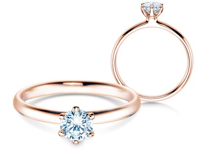 Verlovingsring Classic 6 in 14K roségoud met diamant 0,50ct G/SI
