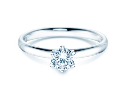 Verlovingsring Classic 6 in 18K witgoud met diamant 0,50ct H/SI