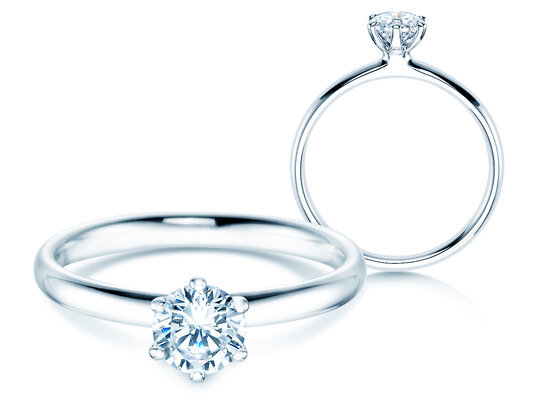 Verlovingsring Classic 6 in 18K witgoud met diamant 0,60ct G/SI
