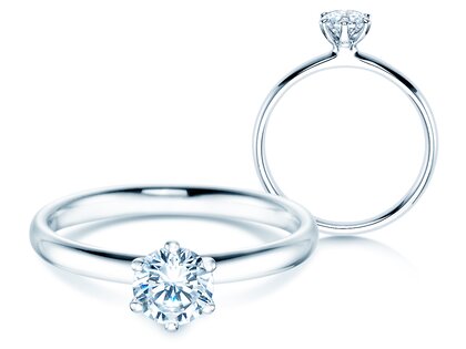 Verlovingsring Classic 6 in 18K witgoud met diamant 0,60ct H/SI