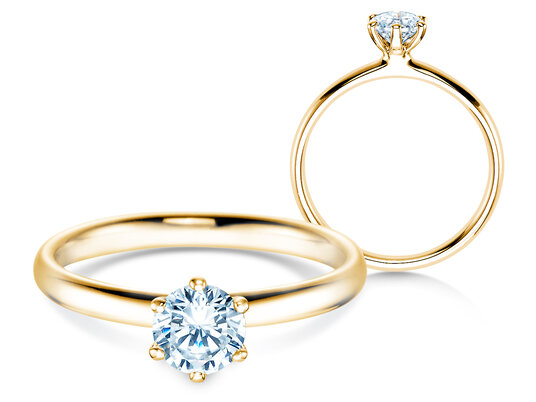 Verlovingsring Classic 6 in 14K geelgoud met diamant 0,60ct H/SI