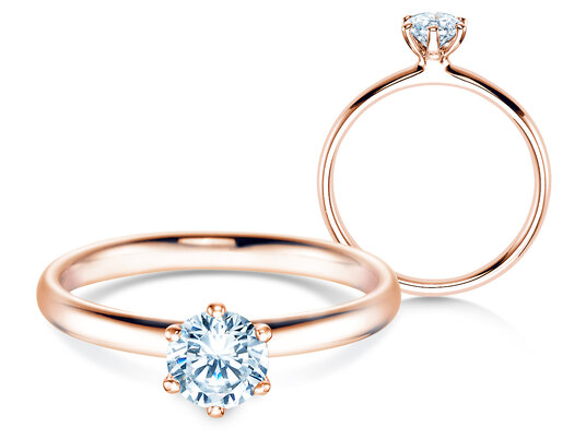 Verlovingsring Classic 6 in 18K roségoud met diamant 0,60ct G/IF