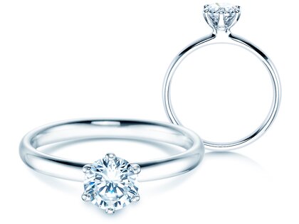 Verlovingsring Classic 6 in 18K witgoud met diamant 0,75ct H/SI
