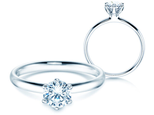 Verlovingsring Classic 6 in 18K witgoud met diamant 0,75ct H/SI