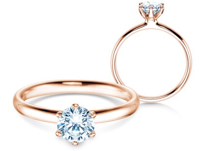 Verlovingsring Classic 6 in 9K roségoud met diamant 0,75ct G/SI
