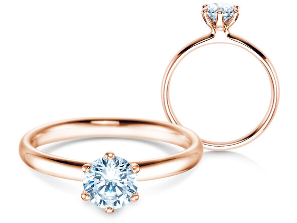 Verlovingsring Classic 6 in 18K roségoud met diamant 0,75ct H/SI