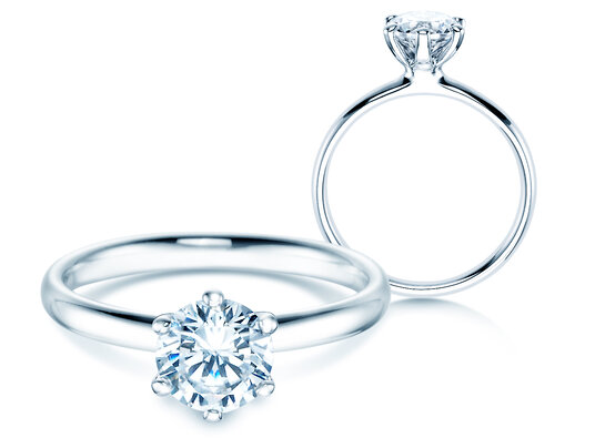 Verlovingsring Classic 6 in platina 950/- met diamant 1,00ct H/SI