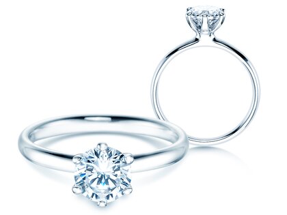 Verlovingsring Classic 6 in 14K witgoud met Lab-grown diamant 1,00ct E/VS