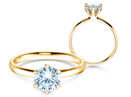 Verlovingsring Classic 6 in 14K geelgoud met Lab-grown diamant 1,00ct E/VS