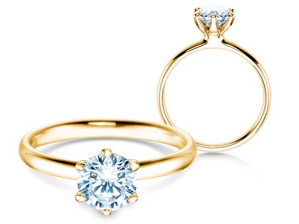 Verlovingsring Classic 6 in 14K geelgoud met Lab-grown diamant 1,00ct E/VS