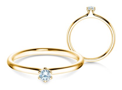 Verlovingsring Classic 6 in 18K geelgoud met diamant 0,10ct G/SI