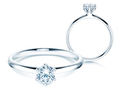 Verlovingsring Classic 6 in platina 950/- met diamant 0,40ct G/SI