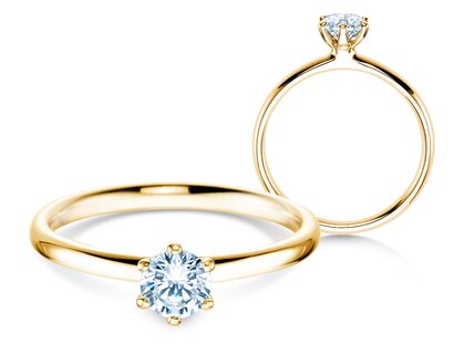 Verlovingsring Classic 6 in 14K geelgoud met diamant 0,40ct G/SI