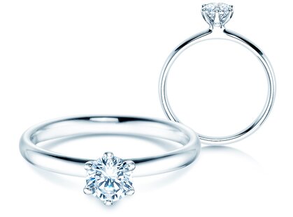 Verlovingsring Classic 6 in 18K witgoud met diamant 0,50ct G/SI