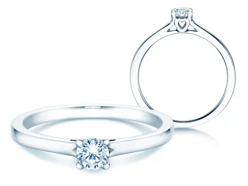 Renaissance officieel metalen Verlovingsringen in wit goud - populair met diamant
