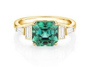 Verlovingsring Aureline in 14K geelgoud met groene toermalijn 3,00ct en natuurlijke diamanten 0,48ct