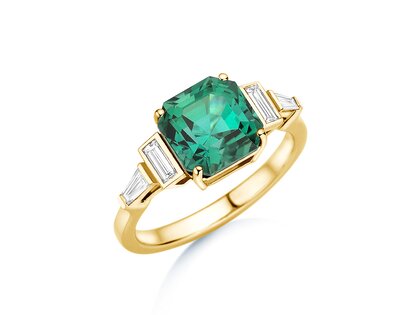 Verlovingsring Aureline in 14K geelgoud met groene toermalijn 3,00ct en natuurlijke diamanten 0,48ct