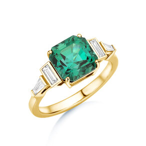 Verlovingsring Aureline in 14K geelgoud met groene toermalijn 3,00ct en natuurlijke diamanten 0,48ct