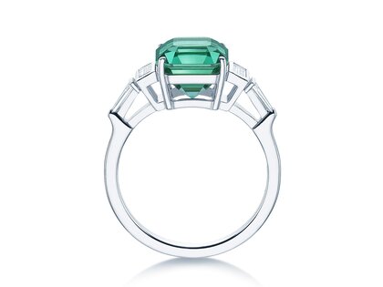 Verlovingsring Aureline in 9K witgoud met groene toermalijn 3,00ct en natuurlijke diamanten 0,48ct