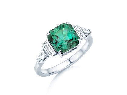Verlovingsring Aureline in 9K witgoud met groene toermalijn 3,00ct en natuurlijke diamanten 0,48ct