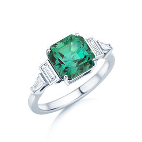 Verlovingsring Aureline in 9K witgoud met groene toermalijn 3,00ct en natuurlijke diamanten 0,48ct