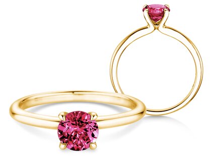 Geboortesteen ring Classic 4 januari in 9K geelgoud met granaat 1,00ct