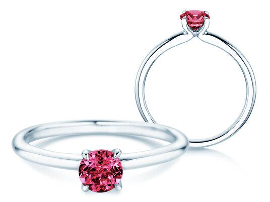 Geboortesteen ring Classic 4 januari in 14K witgoud met granaat 0,50ct