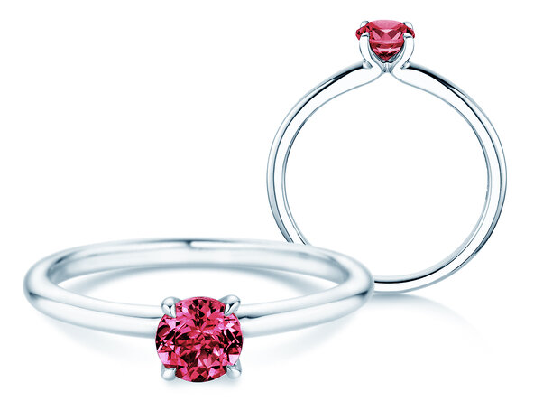 Geboortesteen ring Classic 4 januari in 14K witgoud met granaat 0,50ct