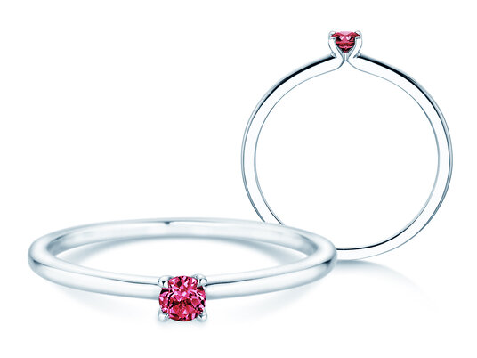 Geboortesteen ring Classic 4 januari in 14K witgoud met granaat 0,10ct