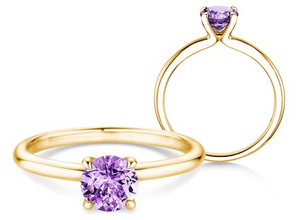 Geboortesteen ring Classic 4 februari in 9K geelgoud met amethist 1,00ct