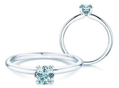 Geboortesteen ring Classic 4 maart in 14K witgoud met aquamarijn 0,50ct