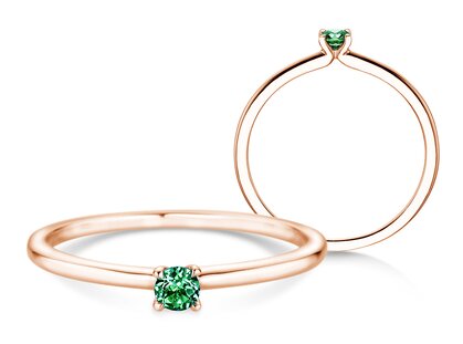 Geboortesteen ring Classic 4 mei in 14K roségoud met smaragd 0,10ct