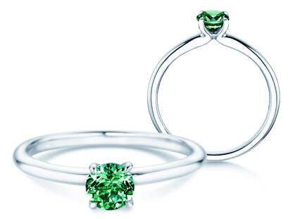 Geboortesteen ring Classic 4 mei in 14K witgoud met smaragd 0,50ct