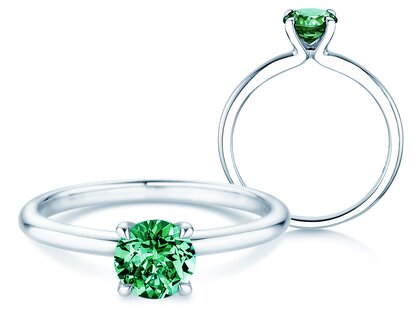 Geboortesteen ring Classic 4 mei in 14K witgoud met smaragd 1,00ct