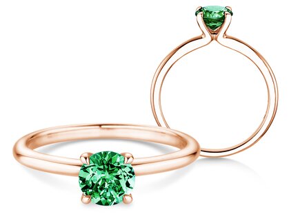 Geboortesteen ring Classic 4 mei in 14K roségoud met smaragd 1,00ct