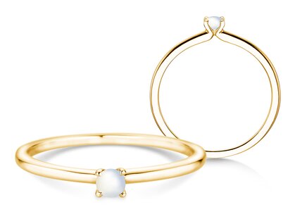 Geboortesteen ring Classic 4 juni in 9K geelgoud met maansteen 0,10ct